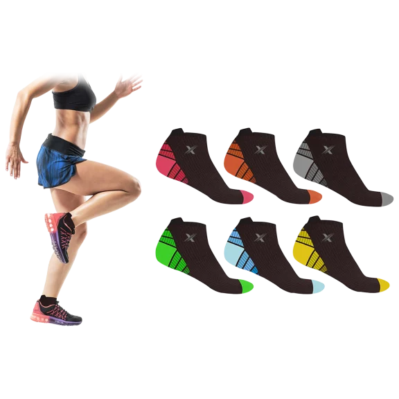6 Pack: XTF Training and Performance Ankle-Length Graduated Compression Socks