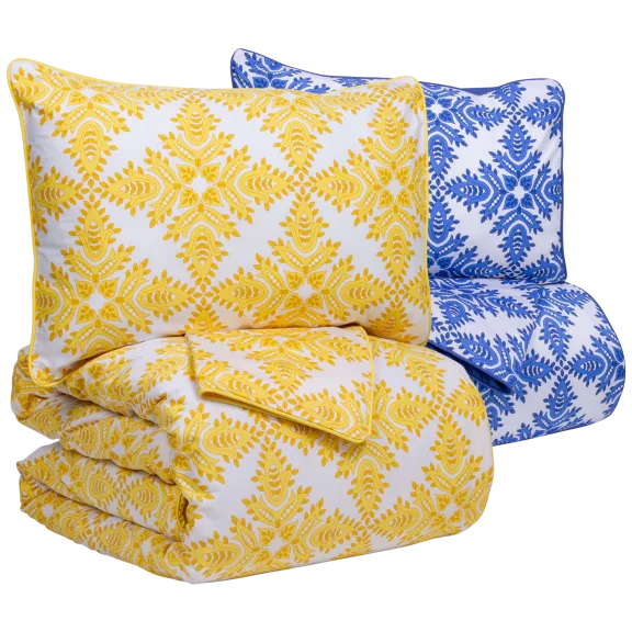 August & Leo Serrated Tile Print 3-Piece Cotton Comforter Set