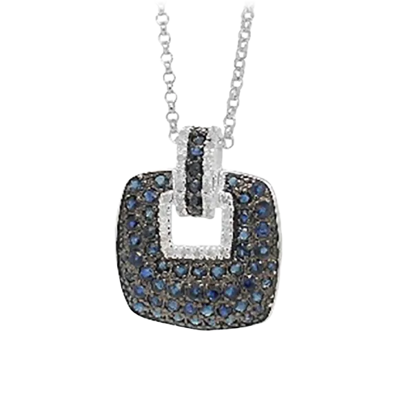 Savvy Cie White Diamond and Blue Sapphire Drop Pendant