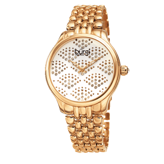 Burgi Women's Swarovski Crystal Pebble Style Watch