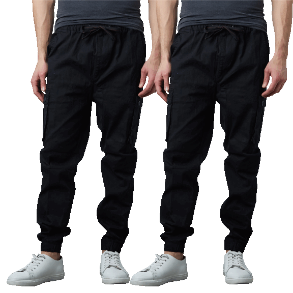 2-Pack: Galaxy by Harvic Men's Cotton Flex Stretch Cargo Joggers