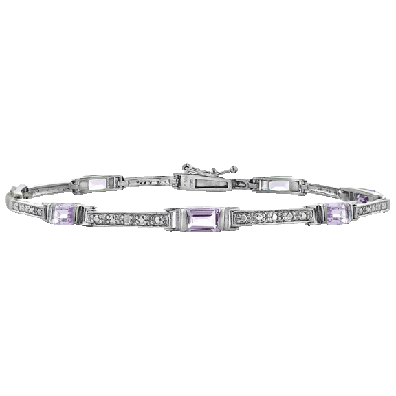 Designs by FMC 3.8 Total Ct. Weight Octagon Gemstone and Diamond Accent Bracelet