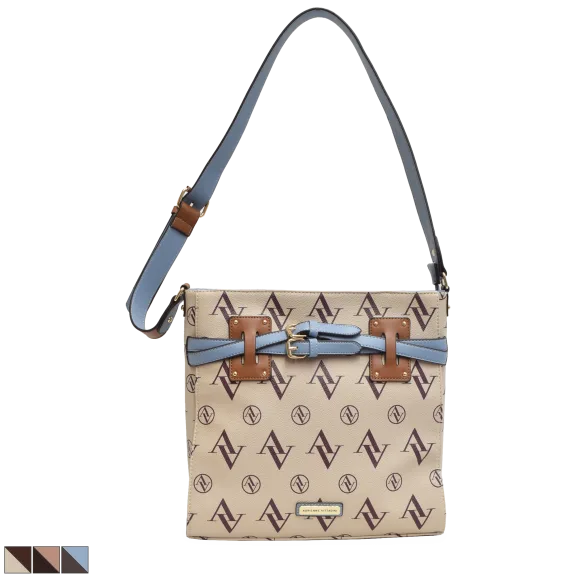 Adrienne Vittadini Signature Satchel With Crossroad Buckle Detail