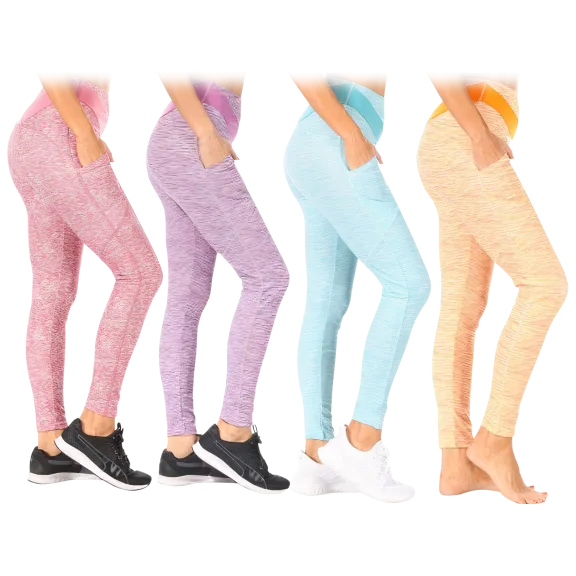4-Pack: Nextex Apparel Women's Tummy Control Active Leggings with Pockets
