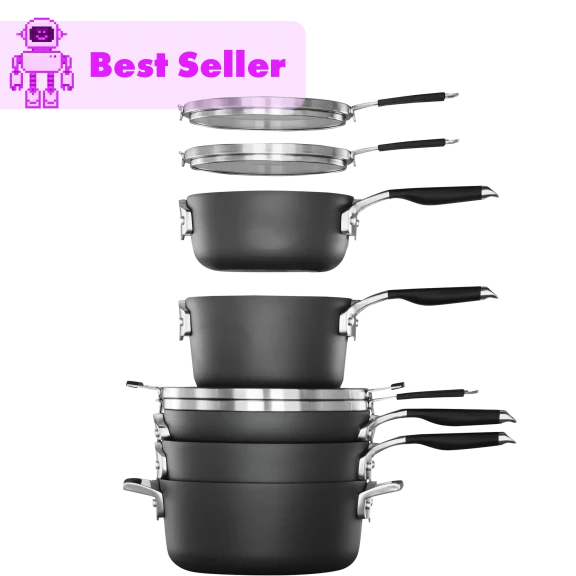 Calphalon Select Space-Saving Hard-Anodized Nonstick 14-Piece Cookware Set