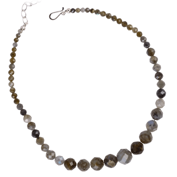 Jay King Labradorite Sterling Silver Graduated Faceted Bead Necklace