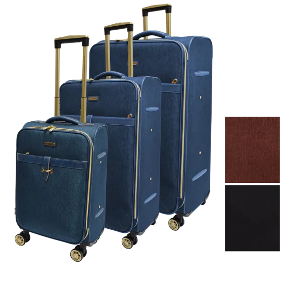 Adrienne Vittadini Two-Tone Nylon 3-Piece Luggage Set
