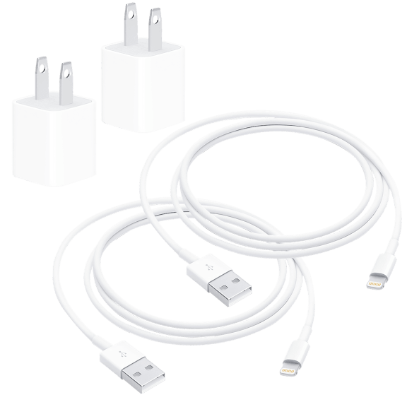2-Pack: Apple 5W Cubes with Apple 3.2-Foot Lightning Cables
