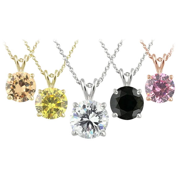 Designs by FMC 5-Pack: 14K Gold and Rhodium Plated Colored CZ Pendant Necklaces