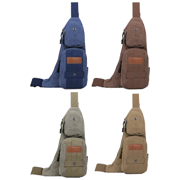 XIX Canvas Shoulder Bag with Multiple Compartments