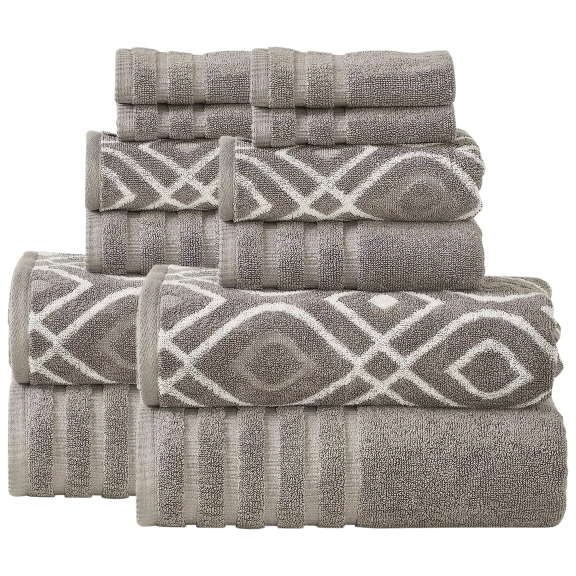 Modern Threads 12-Piece 100% Cotton Oxford Jacquard Towel Set