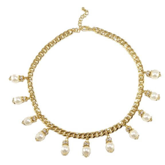 Savvy Cie 18K Gold Swarovski Pearl Bauble Necklace