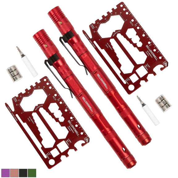 2-Pack: Bell + Howell 9-in-1 Super Deluxe Tactical Pen with Tool Card