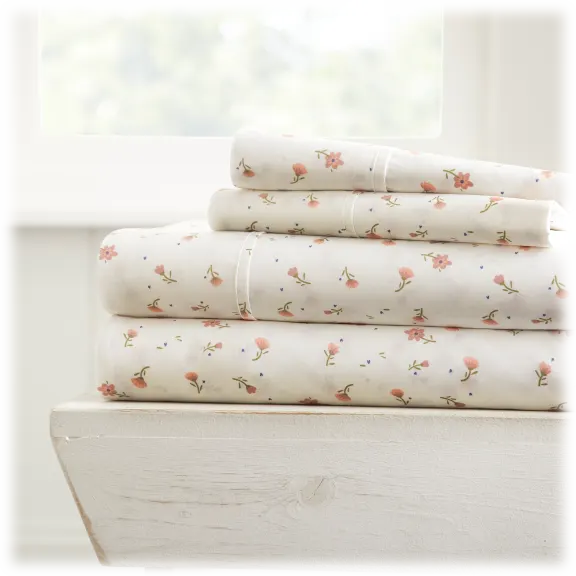 iEnjoy Home Premium Ultra Soft Floral Pattern 4 Piece Bed Sheet Set