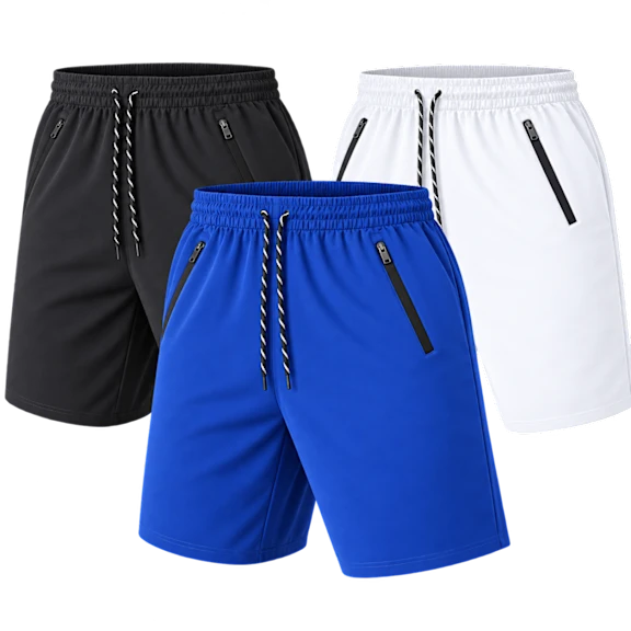 3-Pack: GBH Men's Performance Training Shorts with Zipper Pockets