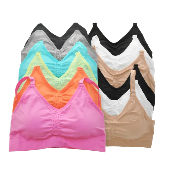 6-Pack: Angelina Wireless Seamless Bra with Adjustable Closure
