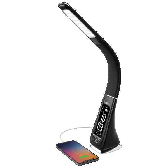 iHome Powerlight Flex LED Desk Lamp with USB Charge Port and Alarm Clock