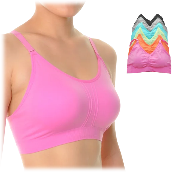 6-Pack: Angelina Wireless Seamless Bra with Adjustable Closure