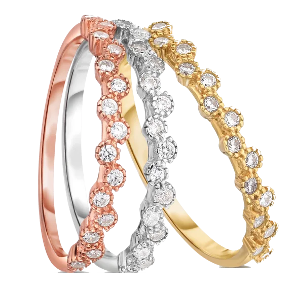 RelavenO Tri-Color Stackable Ring Set