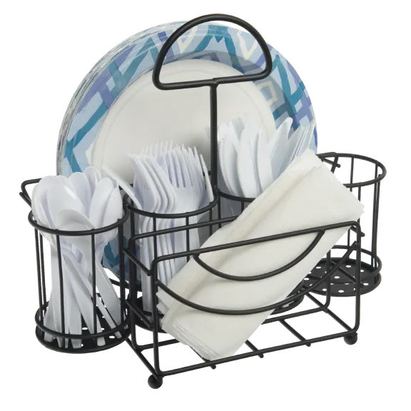 Mesa Wrought Iron Picnic Caddy and Flatware Organizer