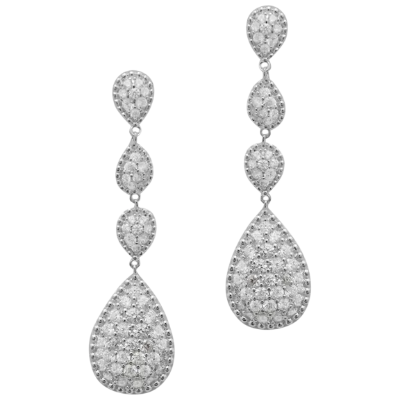 Savvy Cie Sterling Silver Micro Pave Tiered CZ Drop Earrings