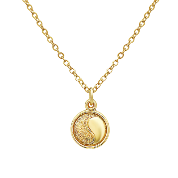 14K Gold Ying Yang Charm Necklace