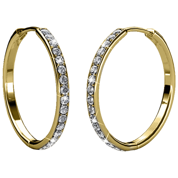 Cate & Chloe Bianca Genuine Swarovski Crystal Hoops in 18K Gold Plating