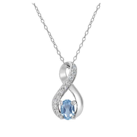 Gemistry Sterling Silver Gemstone and Cubic Zirconia Infinity Necklace