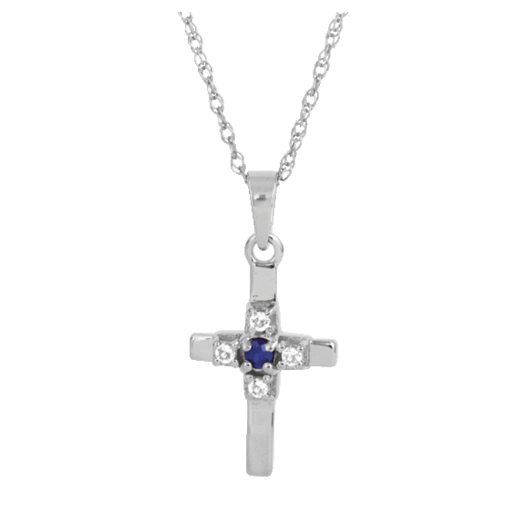 Savvy Cie Genuine Sapphire/Ruby Topaz Cross Pendent Necklace in Gold or Silver