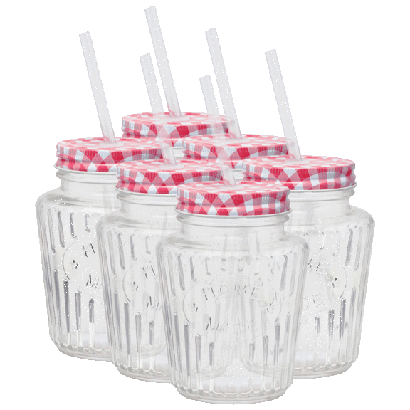 6-Pack: Amici Home Glass Jar Cups with Straw