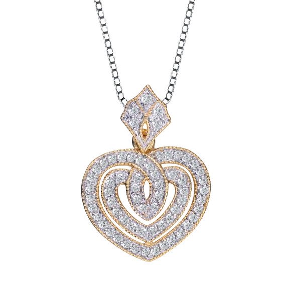 Brilliant CZ Heart Pendant Gold Plated Set