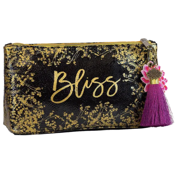 Gilded Flowers Bliss Small Tassel Pouch by Papaya Art
