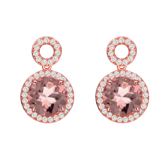Megan Walford Rose Gold Morganite Round Drop Earrings