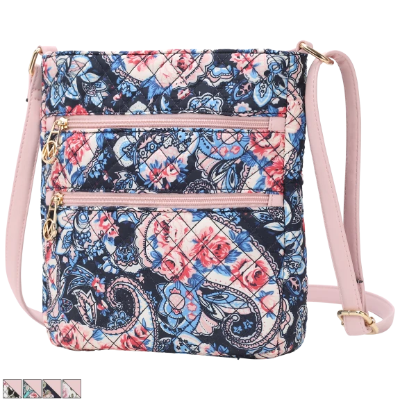 MKF Collection Lainey Quilted-Cotton Botanical Pattern Crossbody By Mia K