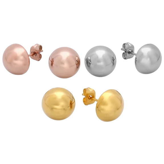 Steeltime Assorted 18k Gold Plated Ball Stud Earrings