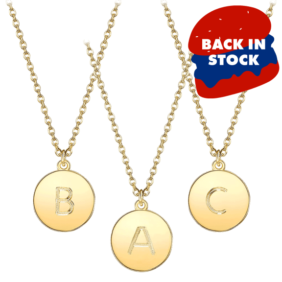 Prime and Pure Gold Plated Initial Disc "One In A Million" Pendant Necklace