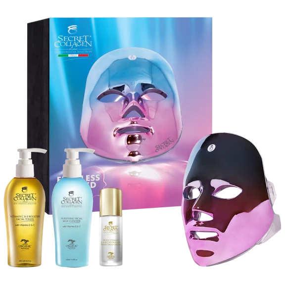 Secret Collagen Daily Cleanse & Moisturize w/ Cordless LED Face Therapy Mask