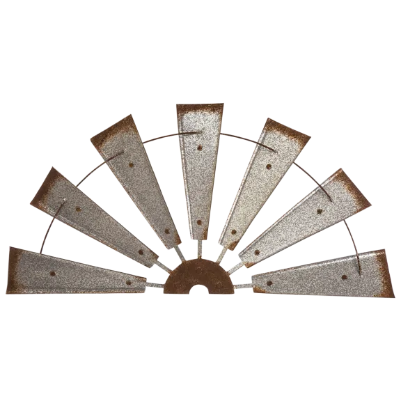 Glitzhome Galvanized Farmhouse Half Wind Spinner Wall Decor