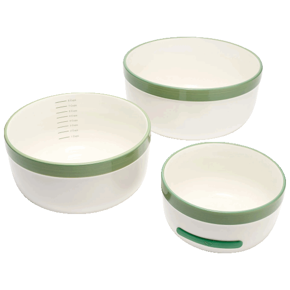Carla Hall 3-Piece Sweet Heritage Microwavable Nesting Stoneware Mixing Bowls