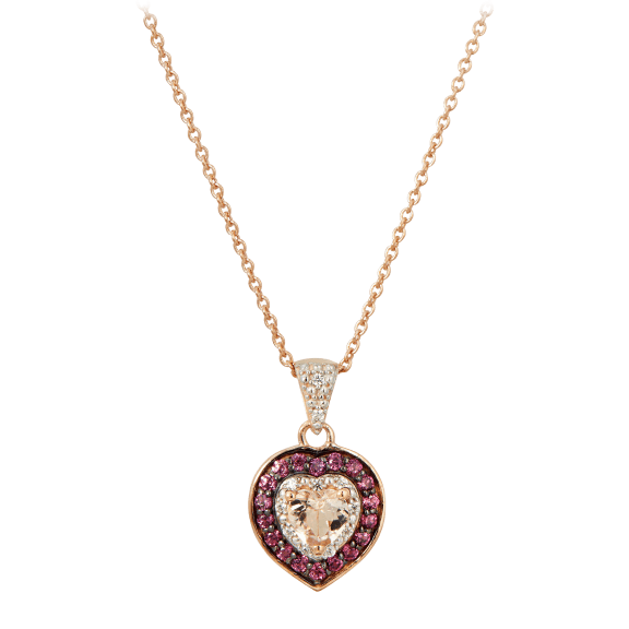 Savvy Cie 1.36 GTW Morganite Heart Pendant with Chain