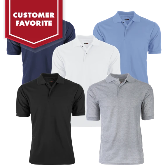 5-Pack: Men's Everyday Polo Shirts