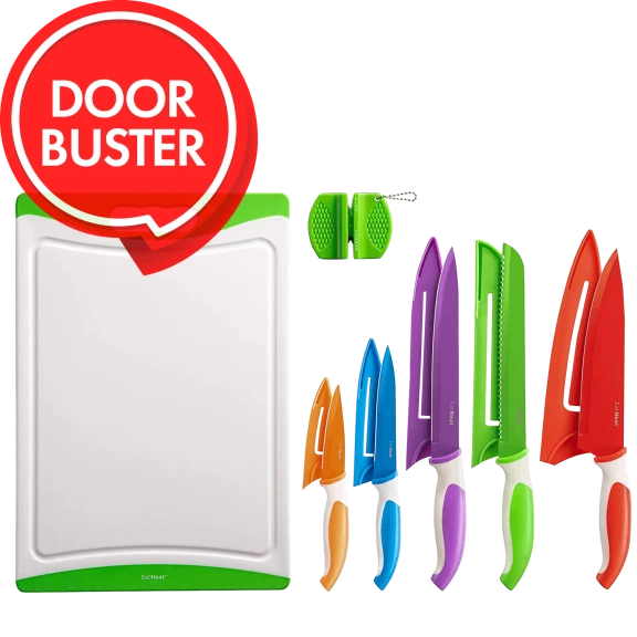 EatNeat 12-Piece Knife Set with Cutting Board and Knife Sharpener