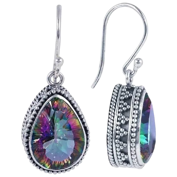 Hollywood Sensation Princess Cut Mystic Topaz Teardrop Earrings