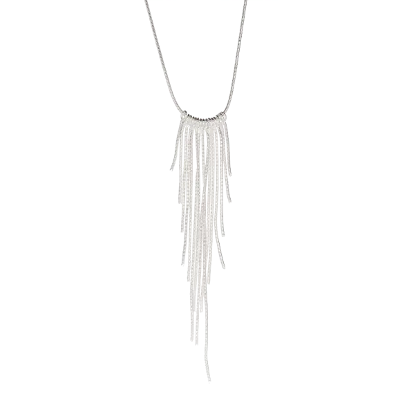 Hollywood Sensation Lydia .925 Sterling Silver Plated Fringe Necklace