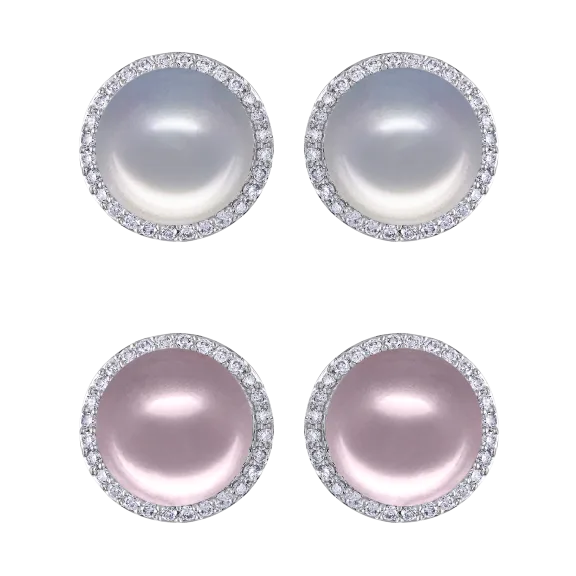 2-Pack: Pacific Pearls Evermore Diamond Encrusted Pearl Earrings Set