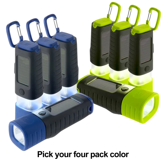 4-Pack: Crank / Solar LED Flashlight/Lanterns