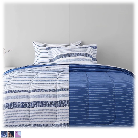 Amazon Basics 5-Piece Bed-In-A-Bag Reversible Twin Comforter Set