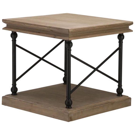 Glitzhome French Vintage Accent Table with Black Matte Metal frame