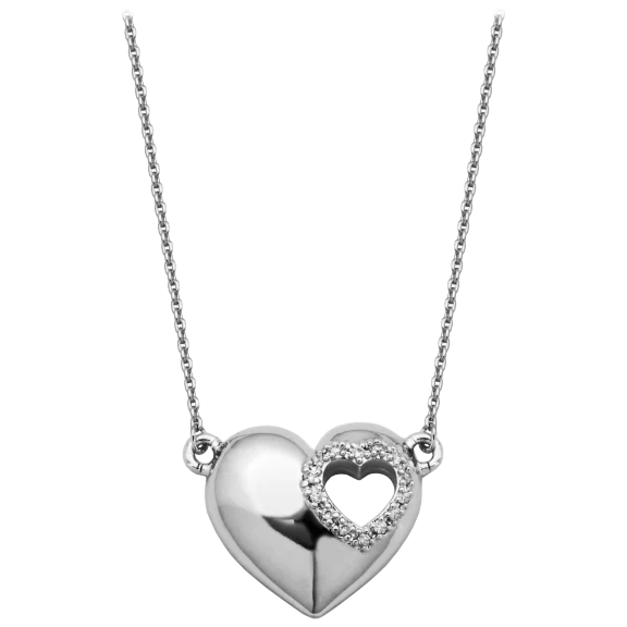 Morgan & Paige Rhodium Plated Heart Necklace with Adjustable Chain Extension