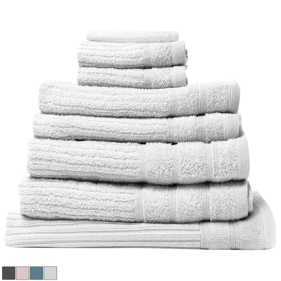 Royal Comfort 8-Piece Egyptian Cotton Towel Set with Mat
